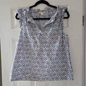 Brooks Brothers Womens Floral Blouse Size 12 ruffle